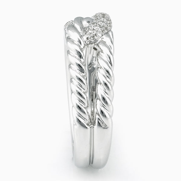 14K White Gold Split-Braid Knotted and Micropavé Diamond Right Hand Ring (.54 ct. tw.)