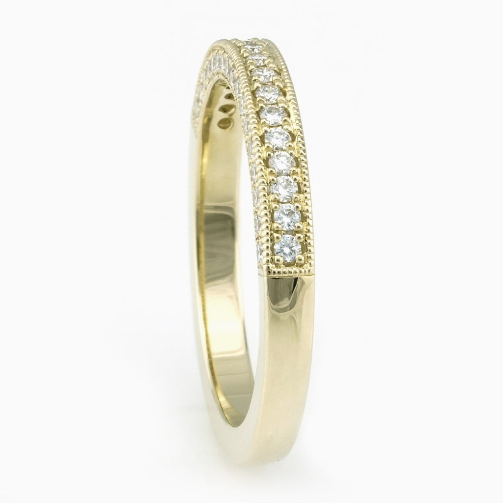Wide Braided Diamond Wedding Band, 14K Gold Ring, 1.1 CT Pave